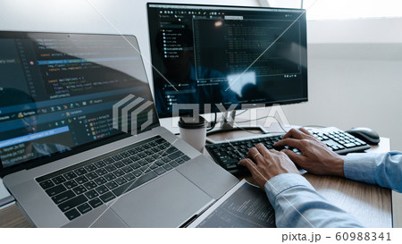 Programmer working On Computer In IT Office Typing 60988341