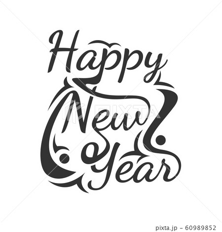 Happy new year vector word art text Calligraphic Happy new year vector word art text Calligraphic 60989852