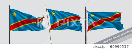 Set of Democratic Republic of the Congo waving flag on isolated background vector illustration 60990537
