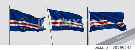 Set of Cape Verde waving flag on isolated background vector illustration Set of Cape Verde waving flag on isolated background vector illustration 60990544