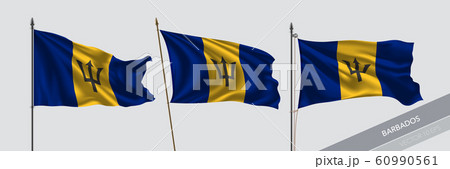 Set of Barbados waving flag on isolated background vector illustration Set of Barbados waving flag on isolated background vector illustration 60990561
