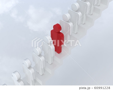 CGアイコンイラスト階段に並んで順番を待つ人の行列 60991228