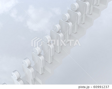 CGアイコンイラスト階段に並んで順番を待つ人の行列 60991237