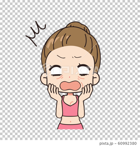 一個女人被粗糙的皮膚震驚的正面插圖 60992380