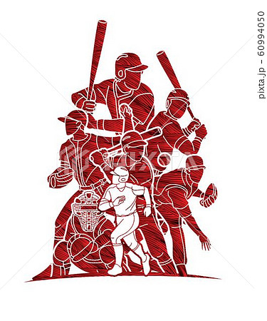 Group of Baseball players action cartoon sport graphic vector. Group of Baseball players action cartoon sport graphic vector. 60994050