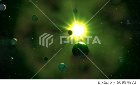 宇宙　スターフィールド　星　ＣＧ　銀河　惑星　緑 60994872