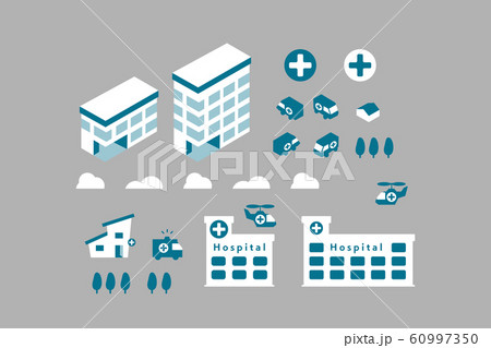 病院マップ_教養ビジネス医療教育系のイラストです 病院マップ_教養ビジネス医療教育系のイラストです 60997350