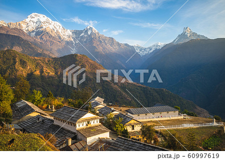 scenery of ghandruk village near pokhara in nepal scenery of ghandruk village near pokhara in nepal 60997619