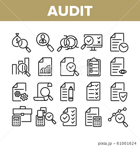 Audit Finance Report Collection Icons Set Vector 61001624