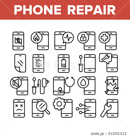Phone Repair Service Collection Icons Set Vector 61002322