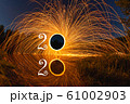 2020 written on the air with flying burning sparks 61002903