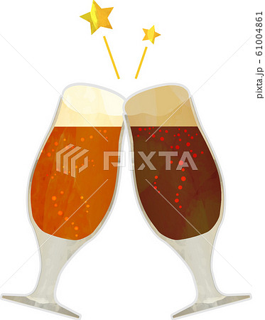 乾杯 クラフトビール 黒ビール ご当地ビール 地ビール グラス ベクター イラスト お酒 アルコールのイラスト素材