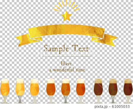 クラフトビール_黒ビール_コピースペース_リボン_グラス_ベクター_イラスト_お酒_アルコール 61005033