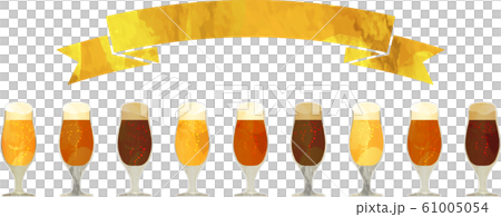 バナー_クラフトビール_コピースペース_リボン_グラス_ベクター_イラスト_お酒_アルコール 61005054