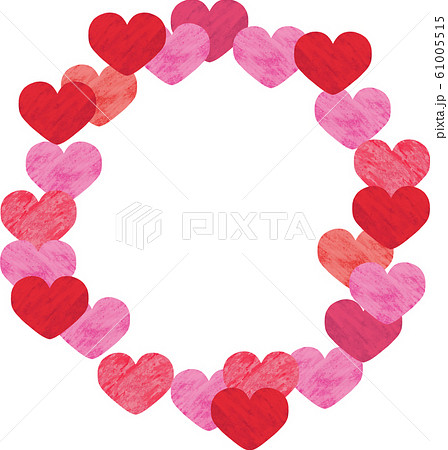 赤ピンクハート丸フレームのイラスト素材