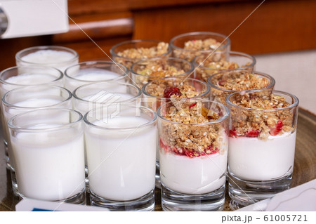 Yoghurt without additives and yoghurt with mulls and dried berries 61005721