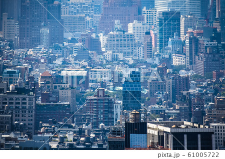 Compressed view of buildings and pollution nebula. 61005722