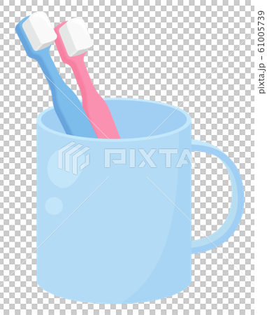 コップと歯ブラシのイラスト 2本のイラスト素材