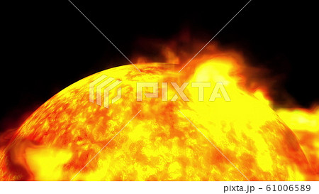 3D rendering of the rotation of the sun with solar flares. Computer generated scientific background. Elements of this image are presented by NASA 61006589