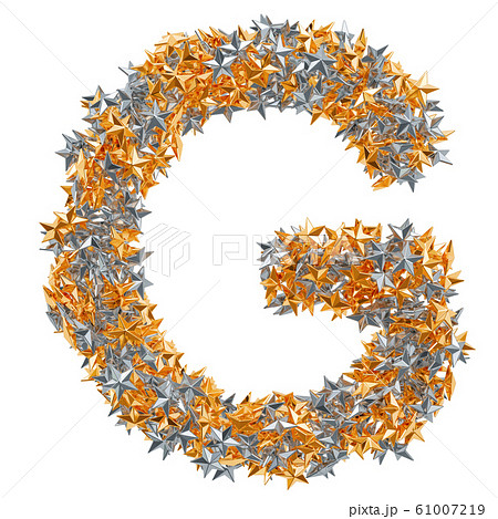 Letter G from gold and silver stars, 3D rendering Letter G from gold and silver stars, 3D rendering 61007219