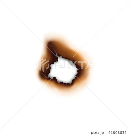 Burnt hole in paper sheet isolated damaged surface 61008835