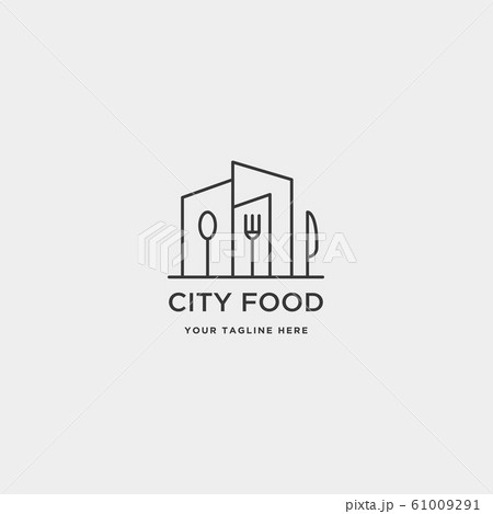 city food equipment simple flat logo design vector 61009291