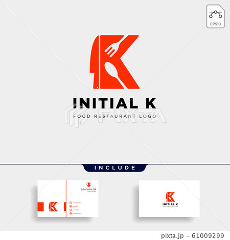 initial k food equipment simple logo template 61009299