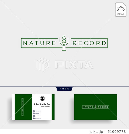 nature record leaf studio line badge simple logo 61009778