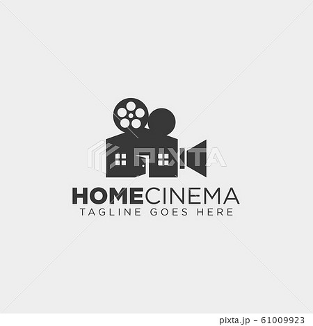 Home Video Cinema Black Color Simple Line Logoのイラスト素材