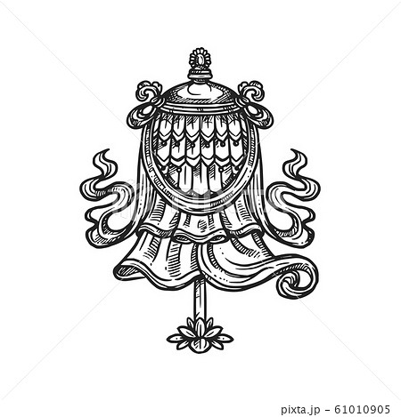 Dhavaja flag, Buddhism religion symbol sketch Dhavaja flag, Buddhism religion symbol sketch 61010905