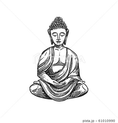 Buddha Meditation Buddhism Religion Symbol Sketchのイラスト素材