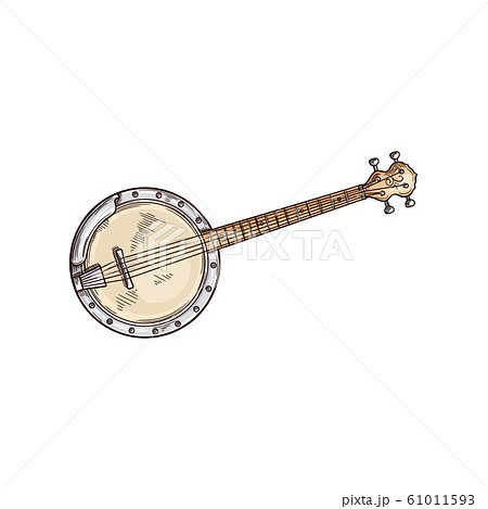 Four string banjo isolated american musical tool 61011593