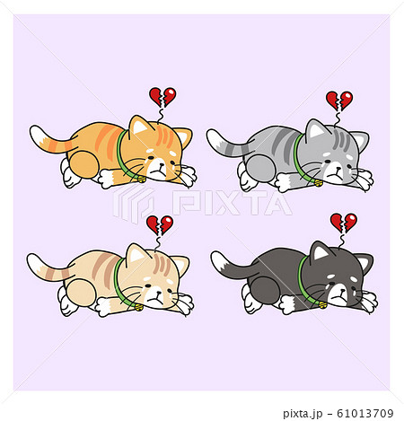 Set Of Variety Cute Kawaii Sad Cat Cute Catのイラスト素材