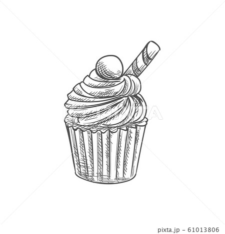 Cupcake Topped By Candy Isolated Pink Muffin Cakeのイラスト素材 61013806 Pixta