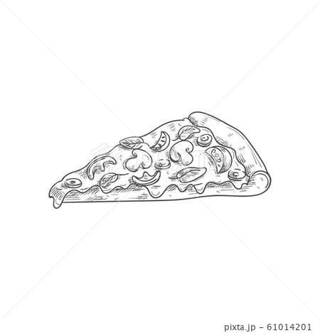 Slice Of Cheese Pizza With Sausages Isolated Foodのイラスト素材