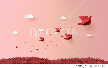 Paper art of Love and Valentine day, Paper art of Love and Valentine day, 61014513