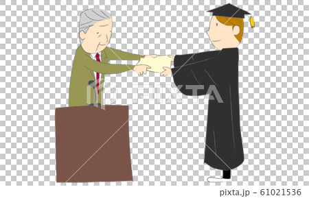 Men in gowns receiving a diploma at a degree award ceremony 61021536