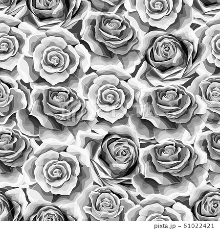 White Roses Vintage Flowers Seamless Pattern のイラスト素材
