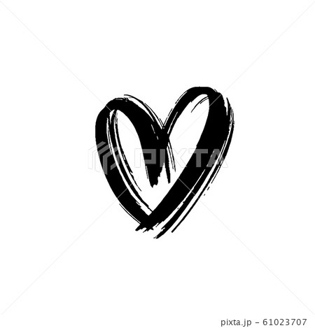 Black heart icon object. Hand drawn love symbol.  61023707