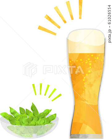 生ビール ビール 枝豆 切り絵風 グラス ベクター イラスト ドリンク お酒 アルコールのイラスト素材