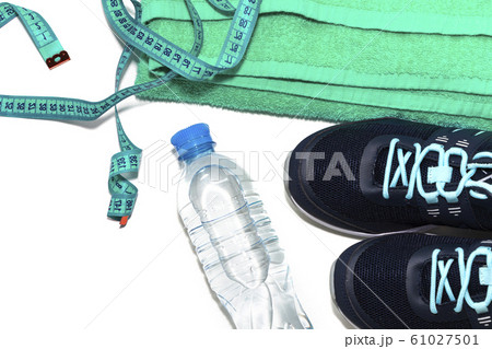 sports shoes, water bottle, healthy lifestyle sports shoes, water bottle, healthy lifestyle 61027501