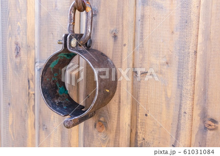 closed rusty shackles old detention criminals 61031084