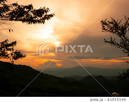 Landscape view of complex mountain with sunset in Landscape view of complex mountain with sunset in 61033549