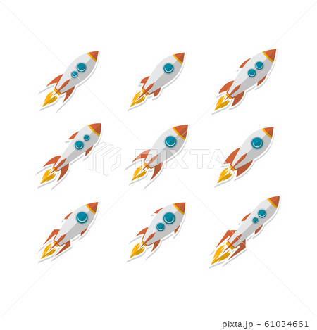 rocket ship sticker label badge flat design set rocket ship sticker label badge flat design set 61034661