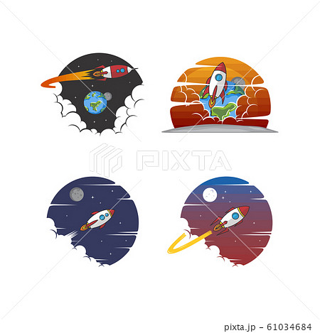 rocket ship launch space travel sign badge label rocket ship launch space travel sign badge label 61034684