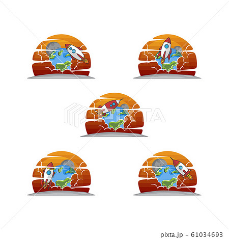 rocket ship launch space travel sign badge label 61034693