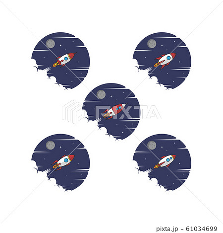 rocket ship launch space travel sign badge label 61034699