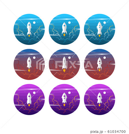 rocket ship launch space travel sign badge label 61034700