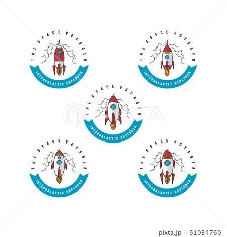 rocket ship launch space travel sign badge label rocket ship launch space travel sign badge label 61034760