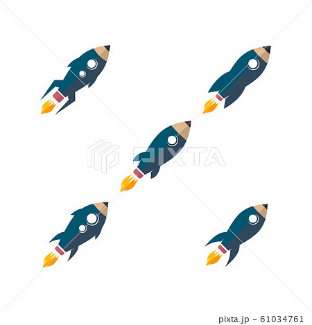 rocket ship launch pencil education theme vector 61034761
